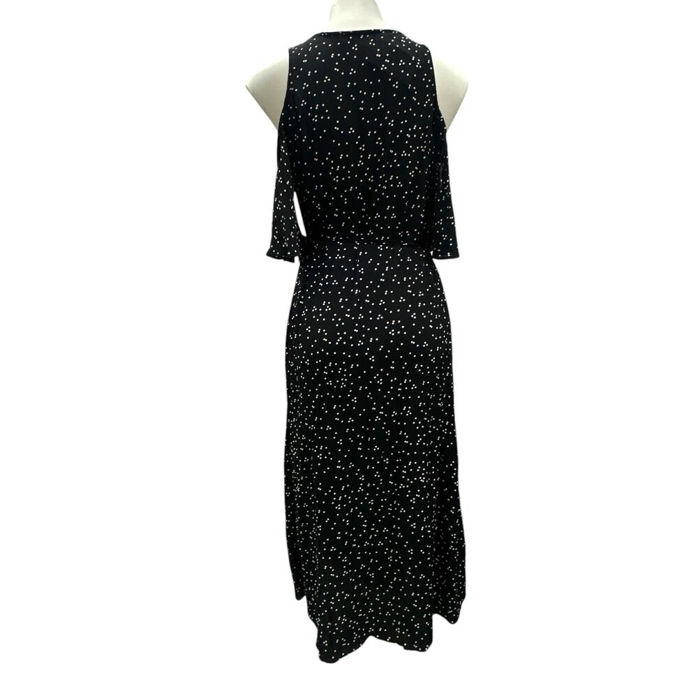 Flynn Skye Devon Wrap Dress Women's M Black White Polka Dot Cold Shoulder NWT - Picture 4 of 8